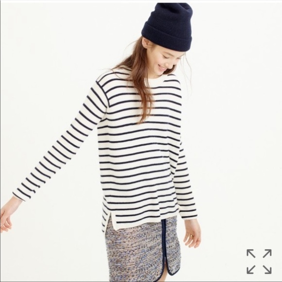 J. Crew Striped Leather Panel Swing Sweater size XS - Picture 2 of 8